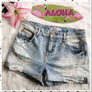 Zara Basic Denim High Rise Distressed Cutoff